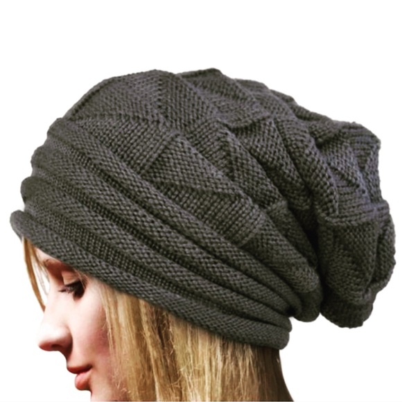 Accessories - LAST ONE DEAL! Dark Grey Slouchy Knit Hat